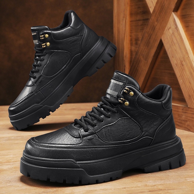 工装马丁鞋男士英伦风复古高帮男鞋秋冬季2025休闲潮鞋男厚底增高