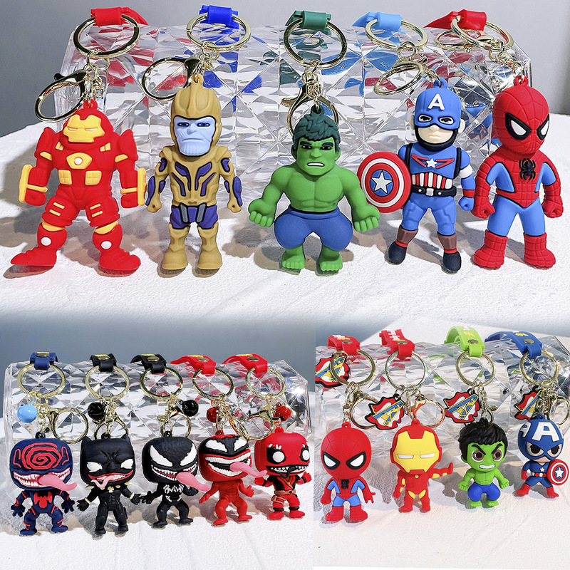 漫画スーパーヒーロー人形ストラップキーチェーンアイアンマン人形シンプルなキーホルダーかわいいペンダント卸売り|undefined