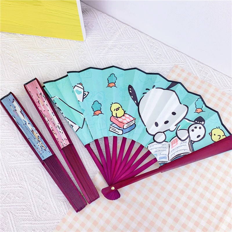 Мультяшный двусторонний круглый веер для младших школьников