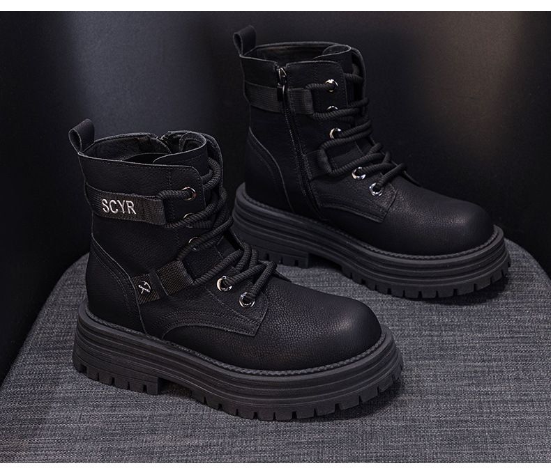 Giày boot nữ cổ ngắn đế dày phong cách Martin, lót lông ấm mùa đông — M2626-1 vàng lót nhung, M2626 màu vàng một lớp lót trong, M2626-1 kaki lót nhung, M2626 một lớp màu đen chi tiết 28