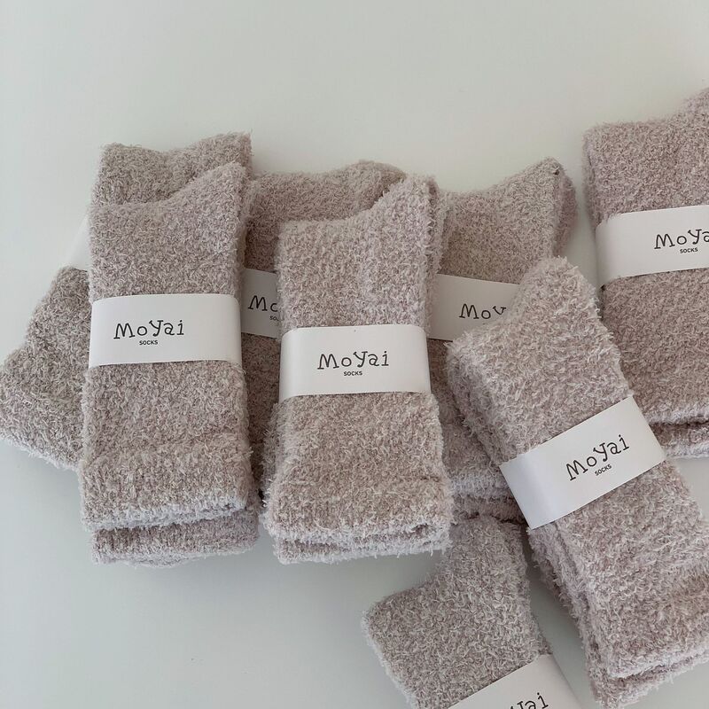 Coral Velvet Socks for Women in Autumn and Winter Thickeneded Warm Cotton Socks for Home Sleeping Floor Socks Furry Fleece Carpet Socks