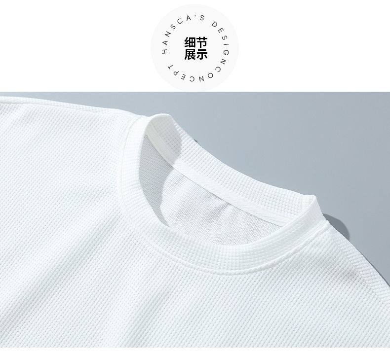 Dwuczęściowy zestaw męski T-shirt sportowy Waffle Short z krótkim rękawem i luźnym, krótkim rękawem, na lato_voghion.com