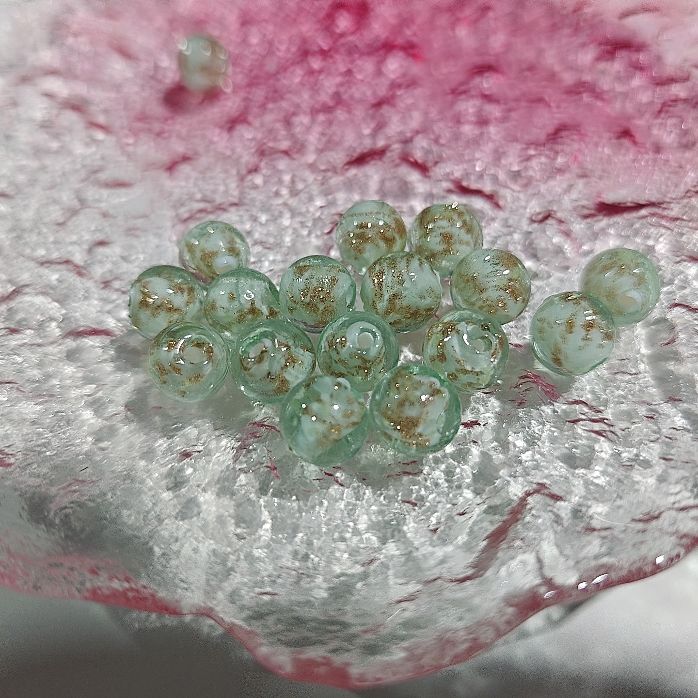 Cuentas de vidrio de arena de oro luminoso perlas sueltas cuentas redondas de cristal accesorios de la joyería de bricolaje pulsera material pulsera de cuentas