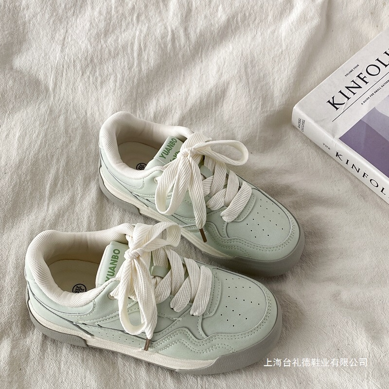 Xishi Niche Design Mint Green Sneakers for Women 2025 New Spring Versatile Thick-Soled Moral Training Shoes Casual Sports Shoes