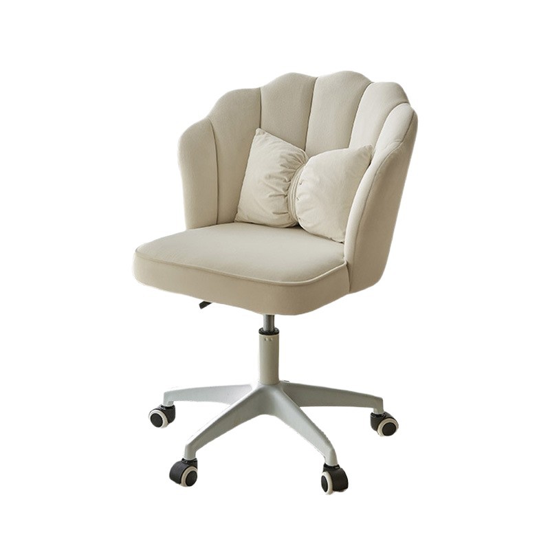 Silla de pétalos, silla de concha de viento crema, sofá respaldado, silla giratoria con rodillos, silla de dormitorio, silla de estudio, dormitorio al por mayor