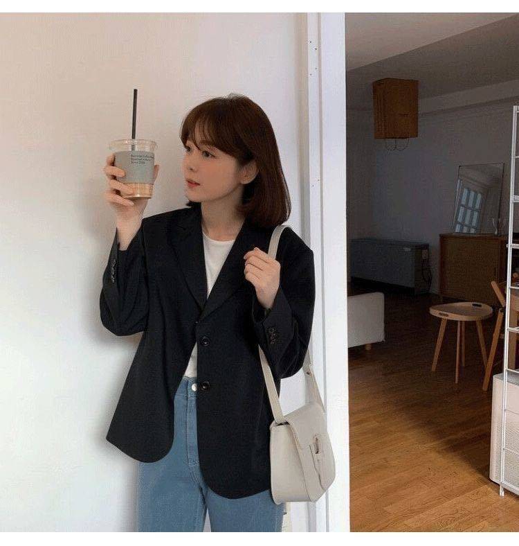 Áo blazer nữ kiểu ngắn dáng vest thanh lịch tay dài cổ vest một hàng hai nút — Màu mơ nhạt (bán trực tiếp tại nhà máy), Màu nâu (bán trực tiếp tại nhà máy), Màu xám đậm (bán trực tiếp tại nhà máy), Màu đen (bán trực tiếp tại nhà máy) chi tiết 10