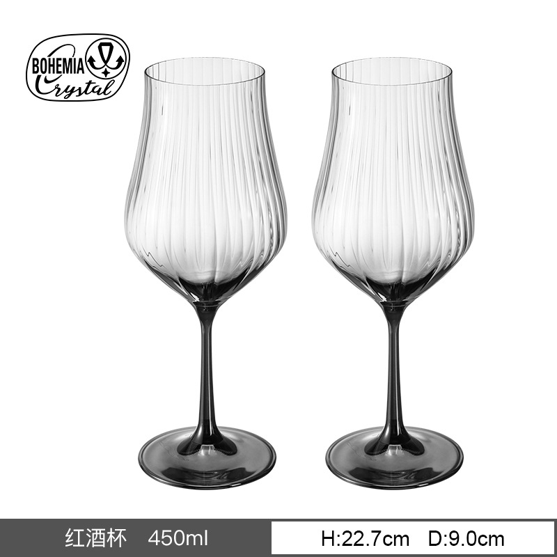 Vaso de cristal sin plomo importado de la República Checa, taza de pie alto vertical, simple nórdica, simple tulipán, vino tinto, agua doméstica image 24