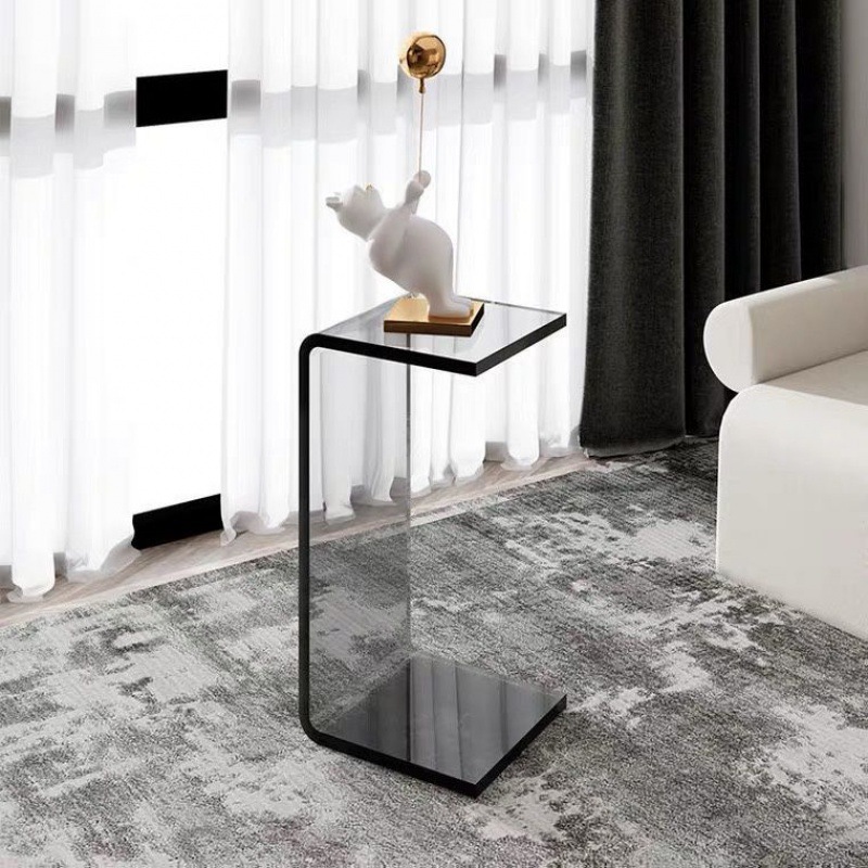 Light Luxury Acrylic Side Table for Sofa & Living Room, Minimalist Designer Coffee Table for Bay Windows, Trendy Nordic-Style Transparent Corner Table for Bedrooms