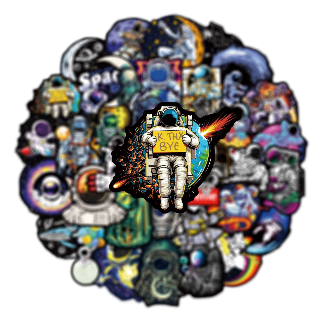 50 черных крутых астронавтов граффити наклейки багаж ноутбук гитара скутер шлем водонепроницаемые наклейки