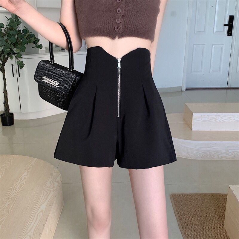 Plus size fat m Fishbone high waist wide leg suit shorts women's spring and summer little sister high waist casual pants black A- line boot pants Plus size fat m Fishbone high waist wide leg suit shorts women's spring and summer little sister high waist casual pants black A- line boot pants