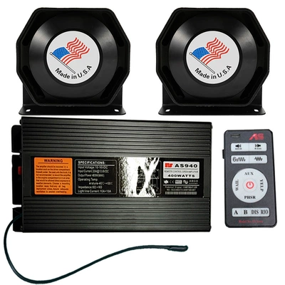 Car-mounted wireless alarm system, 400W high-power loudspeaker, high-frequency amplifier, AS940F + octagonal speaker