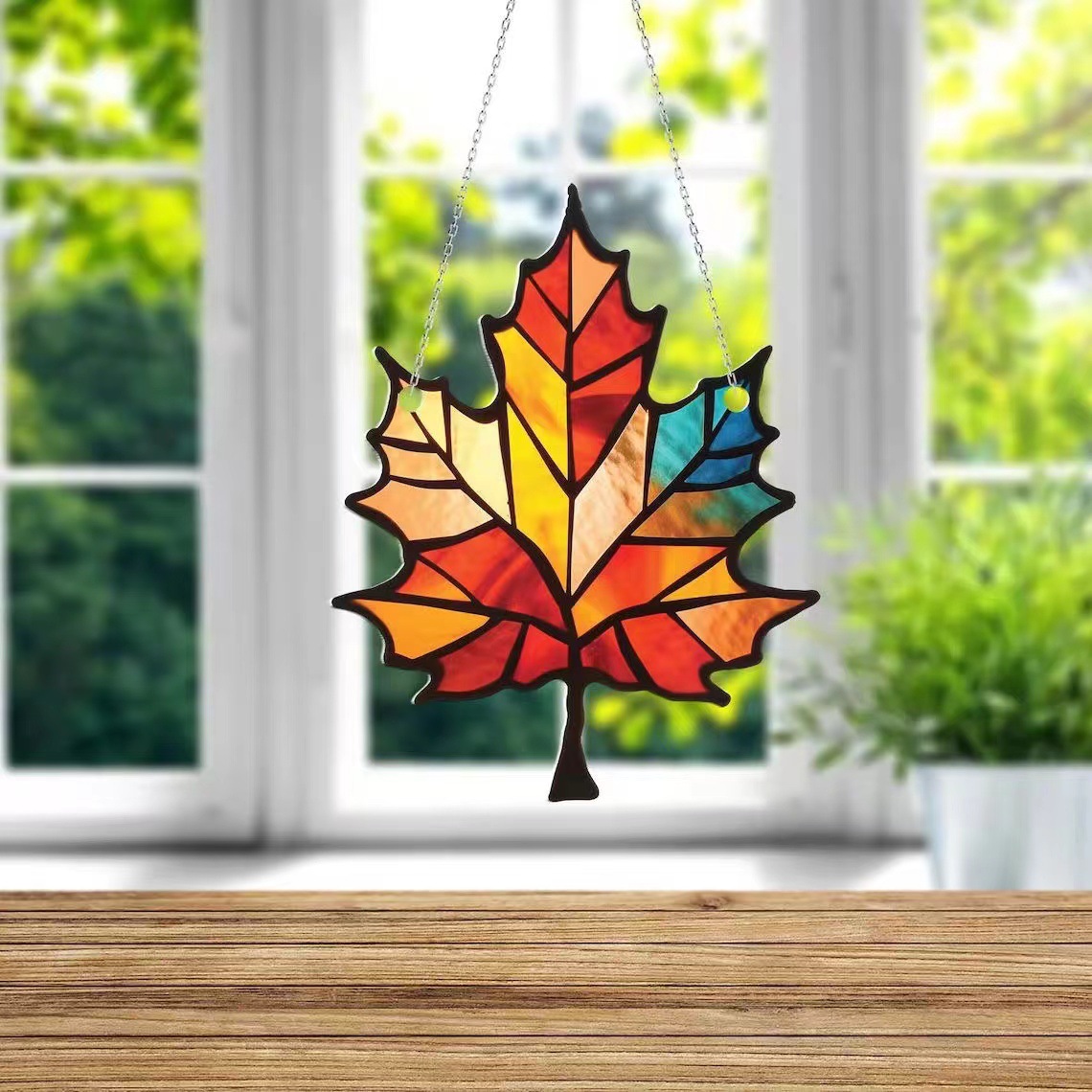 Acción de Gracias transfronteriza otoño acrílico de hoja de arce plana casa pared colgante decoración lista