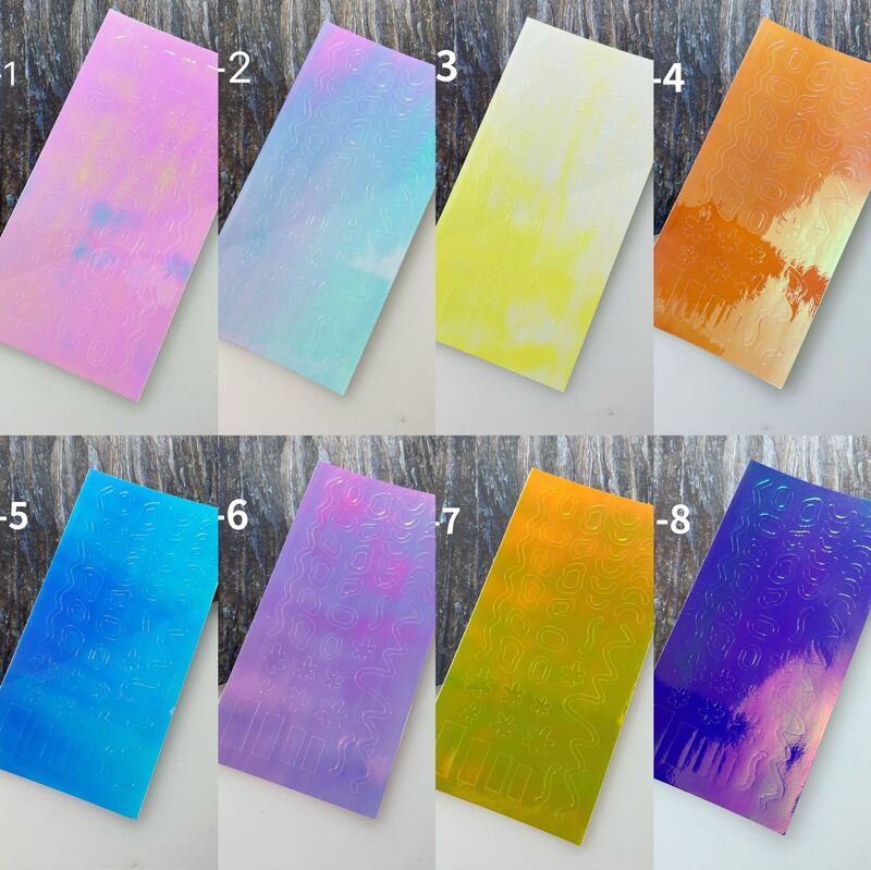 Nail Art Aurora Sticker Laser Shell Line Flower Wave Line Smile Line Hollow Bow Sticker
