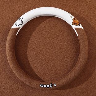 2025 brand new explosive car steering wheel cover goddess cartoon cute linen non-slip sweat-absorbent four seasons universal handle cover