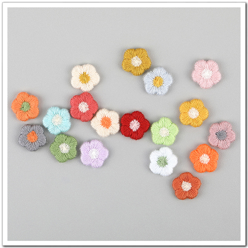 16mm甜美小梅花刺绣贴花DIY手工发饰品配件材料儿童鞋花服装辅料