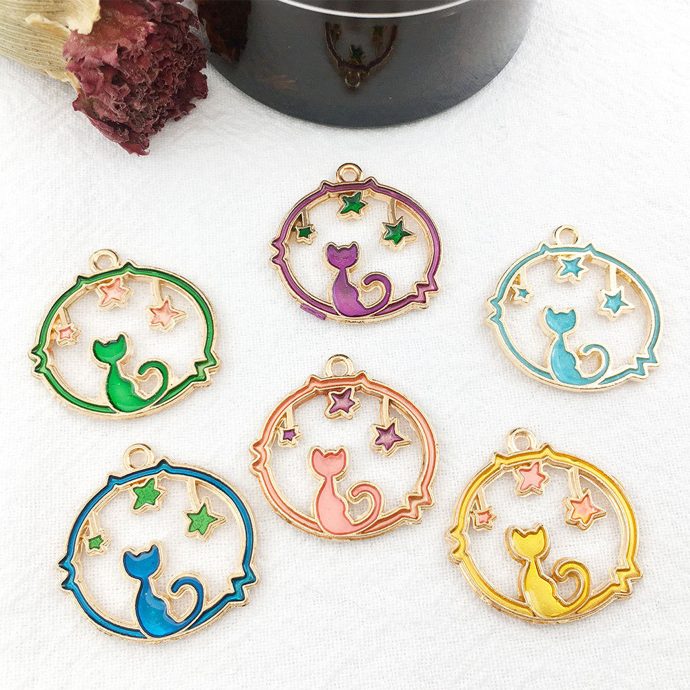 Diy accesorios de joyería coreanos gota de aleación de aceite colgante pequeño pulsera colgante brillante luna estrella globo colgante