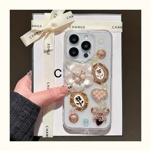 Cross-Border Stereo Pearl Camellia Suitable for Apple 16Promax All-Inclusive Anti-Fall Mobile Phone Case 17Air Classy 15