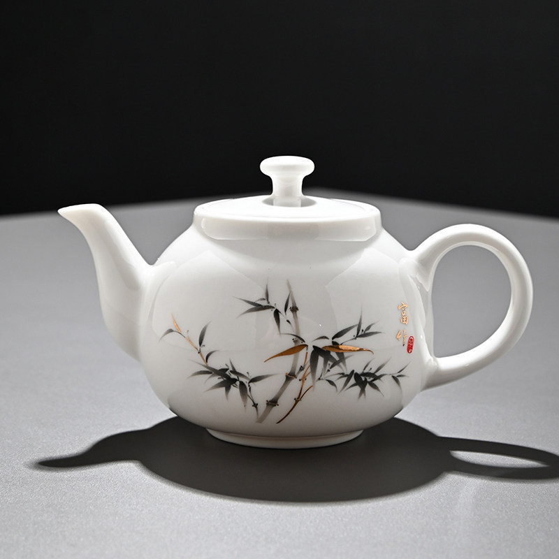 Dehua White Porcelain Teapot, Jade-Like Xishi Teapot, Ceramic Tea Brewing Vessel with Filter, Small Single Teapot, Single Piece Kung Fu Tea Set