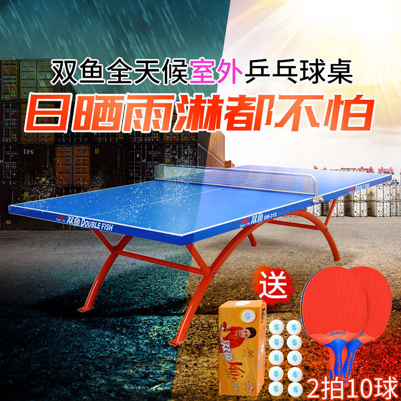 Double Fish SMC Outdoor Ping Pong Table, 318 Waterproof and Corrosion-Resistant Standard Ping Pong Table