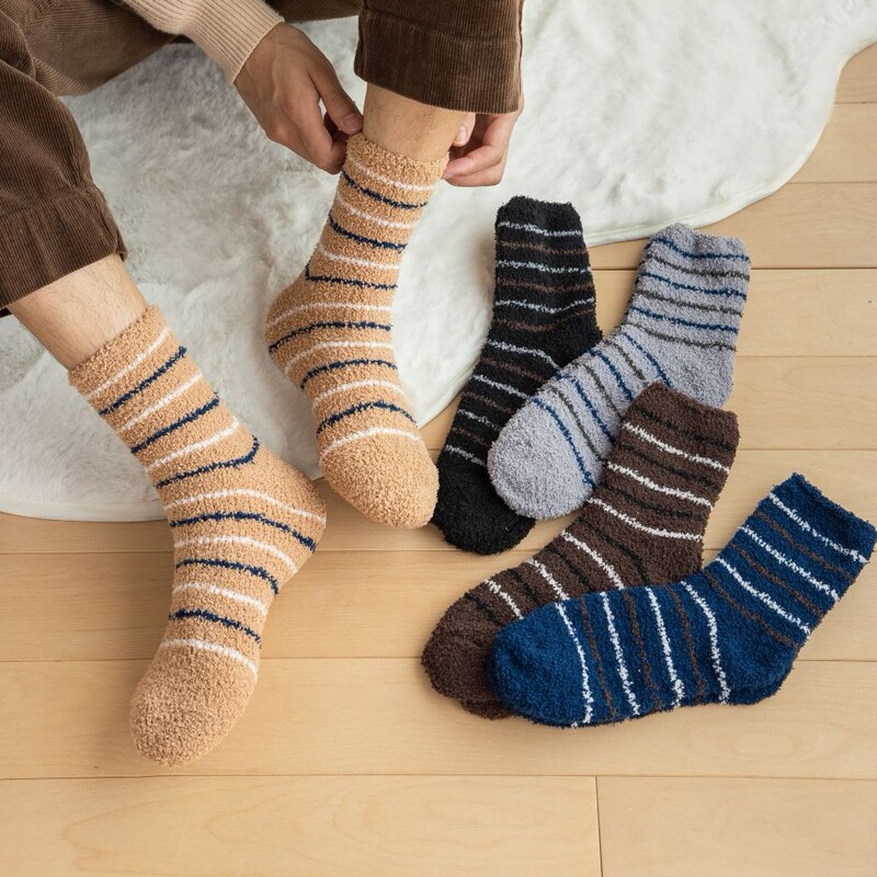 New Coral Velvet Socks Men's Mid-Calf Floor Socks Winter Warm Towel Thickeneded Sleep Socks Stripesd Men's Socks New Coral Velvet Socks Men's Mid-Calf Floor Socks Winter Warm Towel Thickeneded Sleep Socks Stripesd Men's Socks