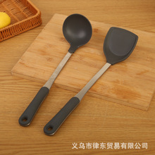 硅胶夹柄锅铲平底锅铲家用加厚4厘不锈钢炒菜煮汤厨具套装铲子