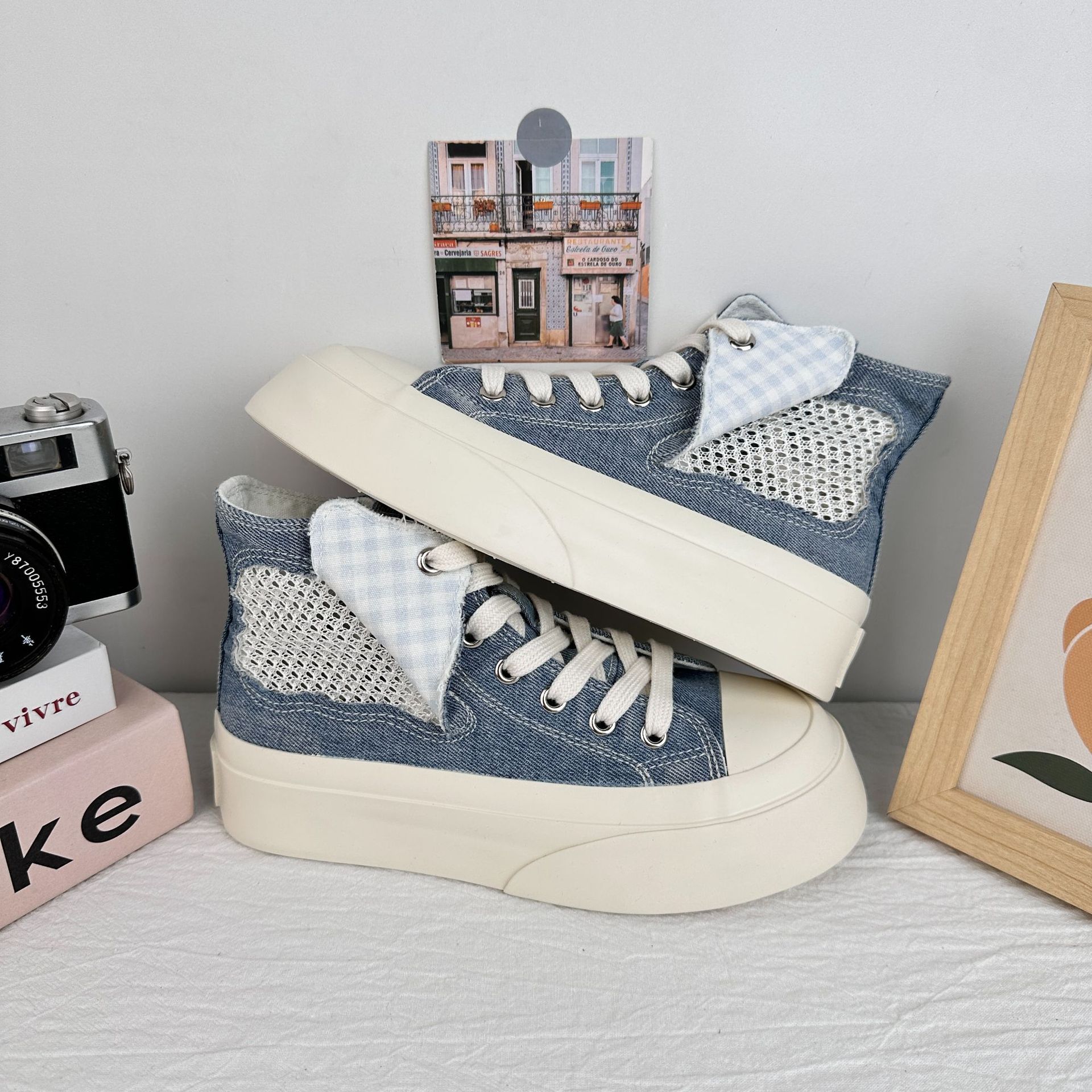Yuanbo coreano nicho de diseño de zapatos de lona de verano de 2025 zapatos de skate casuales de moda para mujeres con suela gruesa image 7