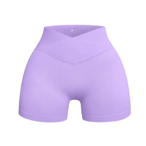 Cross-border Spring and Autumn Style Threaded Yoga Shorts Women's High Waist Hip Lifting Fitness Three-Point Pants Moisture-wicking Running Sports Pants