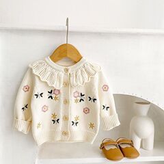 秋のかわいい子供服ベルベットカーディガンベビーニットコート女の子トップベビーコート薄い新しいベビー