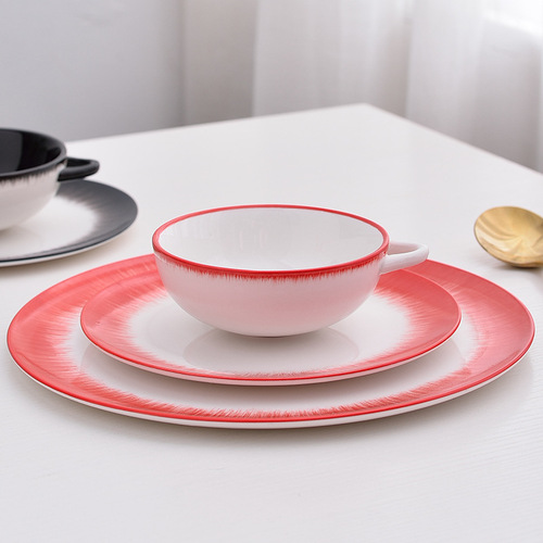 K9HX wholesale dark alternative style Belgian tableware hand-painted ceramic plate art plate coffee cup S brand