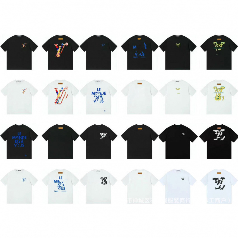 Authentic High-End Version of Lv Short-Sleeve New Collection Trendy Brand Series Pure Cotton Casual Loose T-Shirt Unisex Authentic High-End Version of Lv Short-Sleeve New Collection Trendy Brand Series Pure Cotton Casual Loose T-Shirt Unisex
