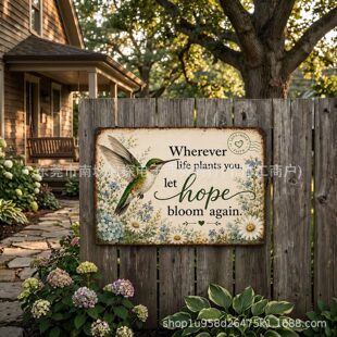 �羳Hope Bloom Again Hummingbird Garden Sign���B���@���٘���