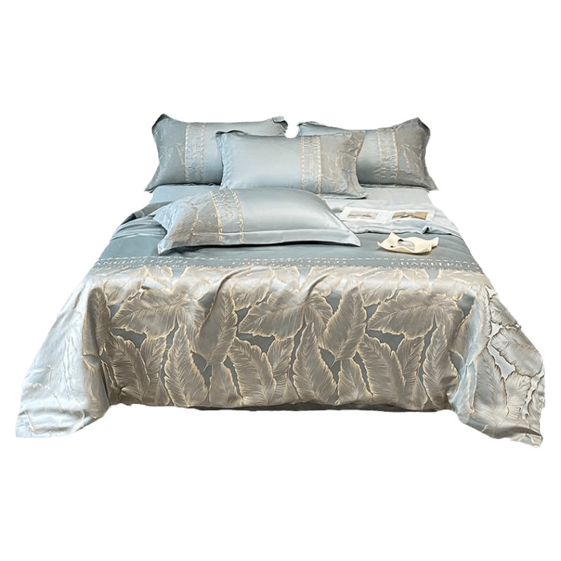 Sensación fresca de verano Seda de hielo Edredón de verano Edredón de aire acondicionado Juego de cuatro piezas Seda de hielo lavada individual y doble Edredón fresco de verano Edredón fino lavable a máquina