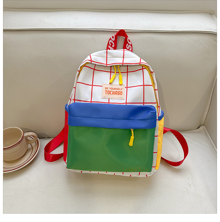 Waterproof 15 Inch Color Block Grid Casual Holiday Kids Backpack display picture 15