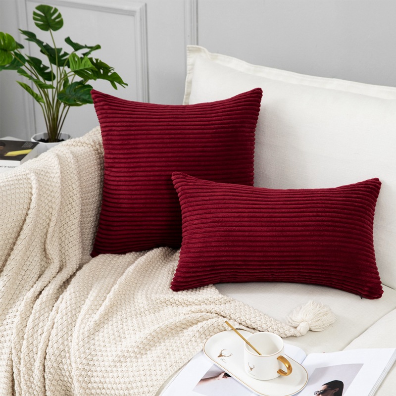 corduroy Pillows Cushion bedroom Pillow sofa Cushion Office Solid Flannel stripe Pillowcase Excluding