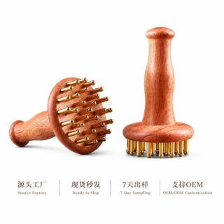 黄铜经络刷揉肚子全身通用按摩腹部疏通带脉刷头部刮痧经络按摩梳