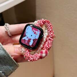 适用于苹果s11手表iwatch1098765SE弹力发圈串珠华为GT6表带小米9