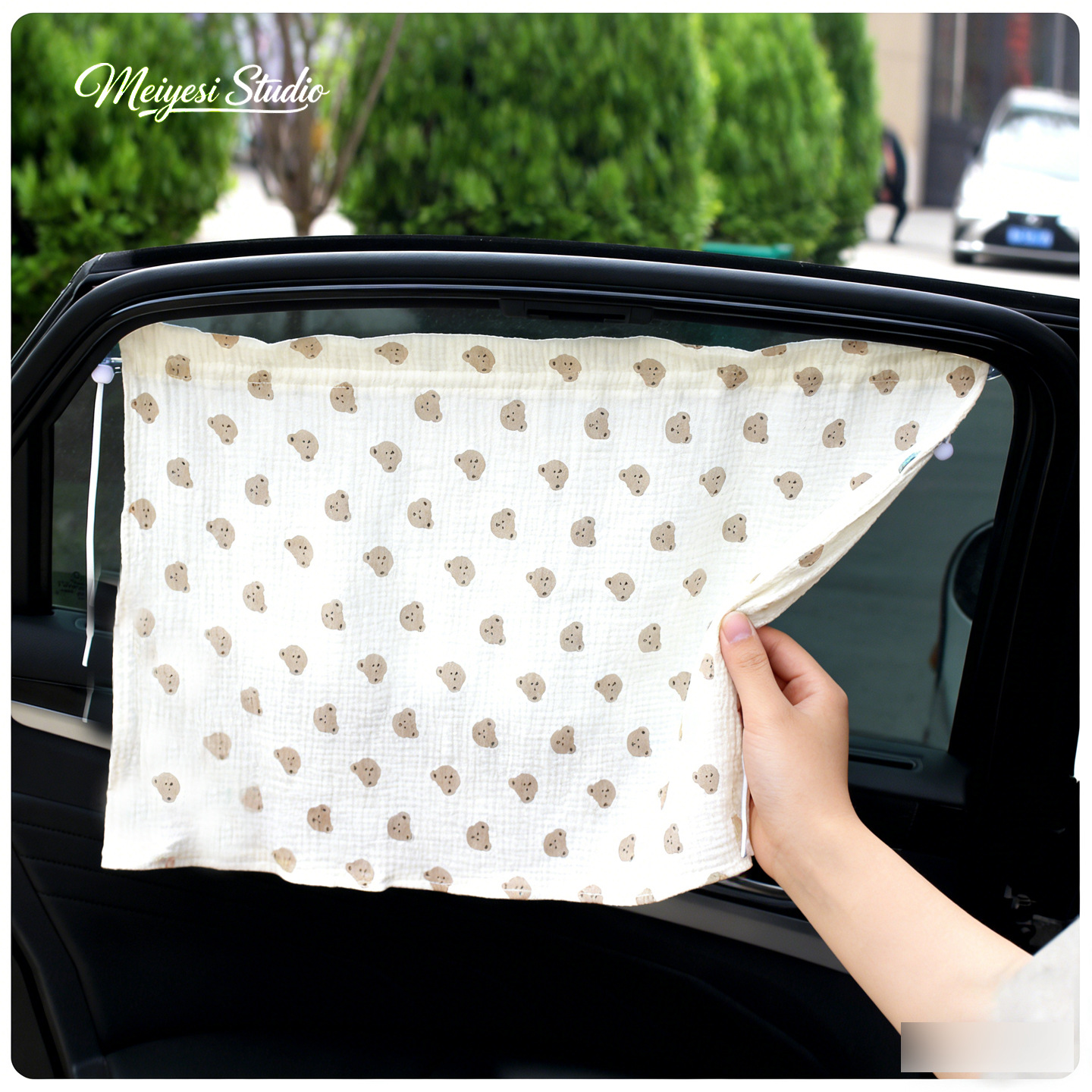 Car Sunshade Side Curtain Cartoon Style Sun Protection and Heat Insulation Curtain Cute Suction Cup Type Car Window Sunshade