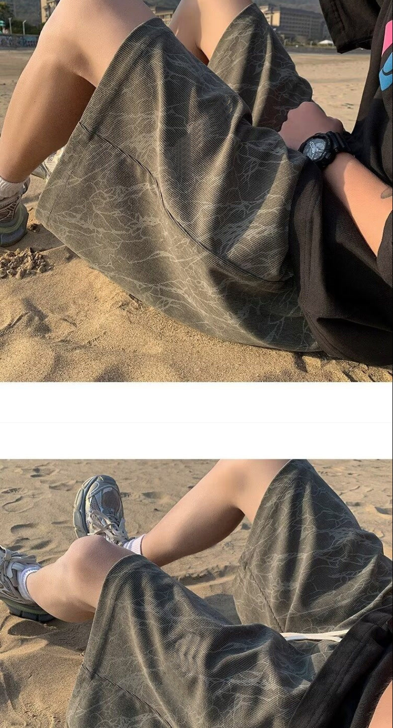 Men's Heavyweight Drape Casual Shorts Loose Fit Mid Waist Drawstring Summer Thin Plus Size Elegant Basic Trendy Brand_viptrois.com