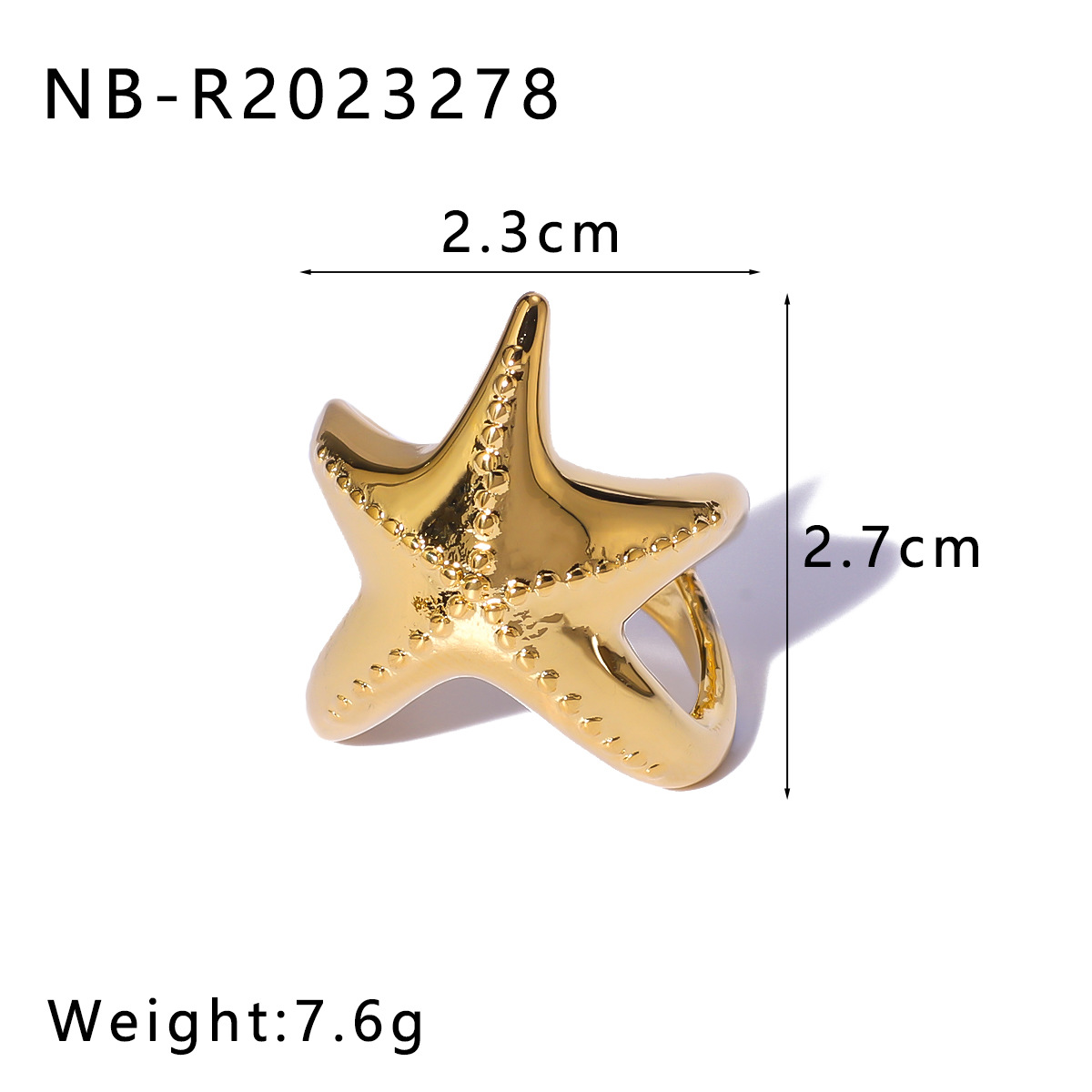 1 Piece Quantity Wholesale Jewelry Casual Elegant Lady Starfish Titanium Steel Plating Open Rings