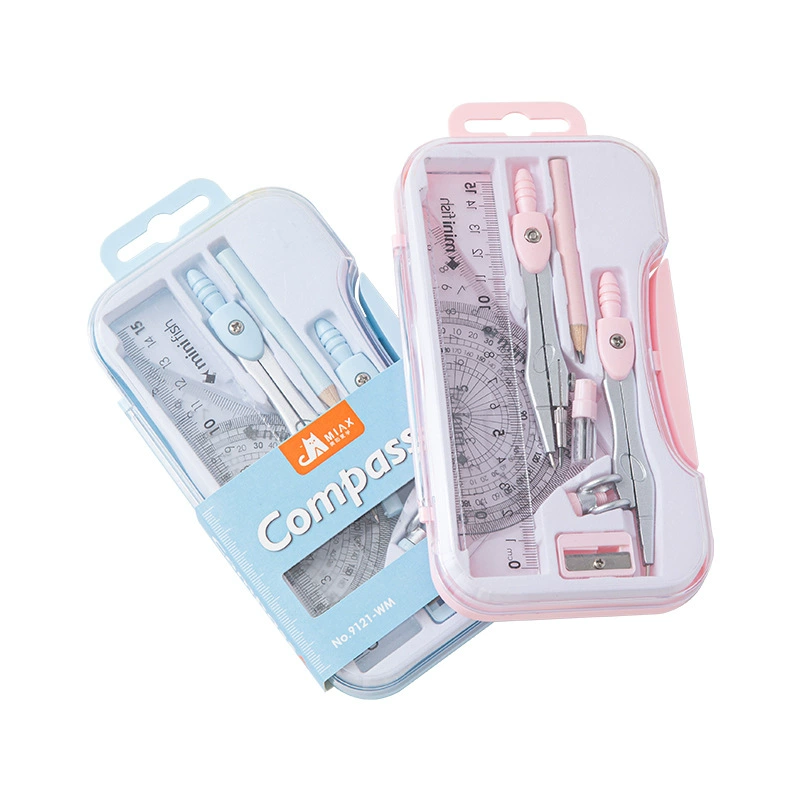 Student-specific compass assembly nine-piece set ruler pencil sharpener drawing design examination standard drawing tool compass
