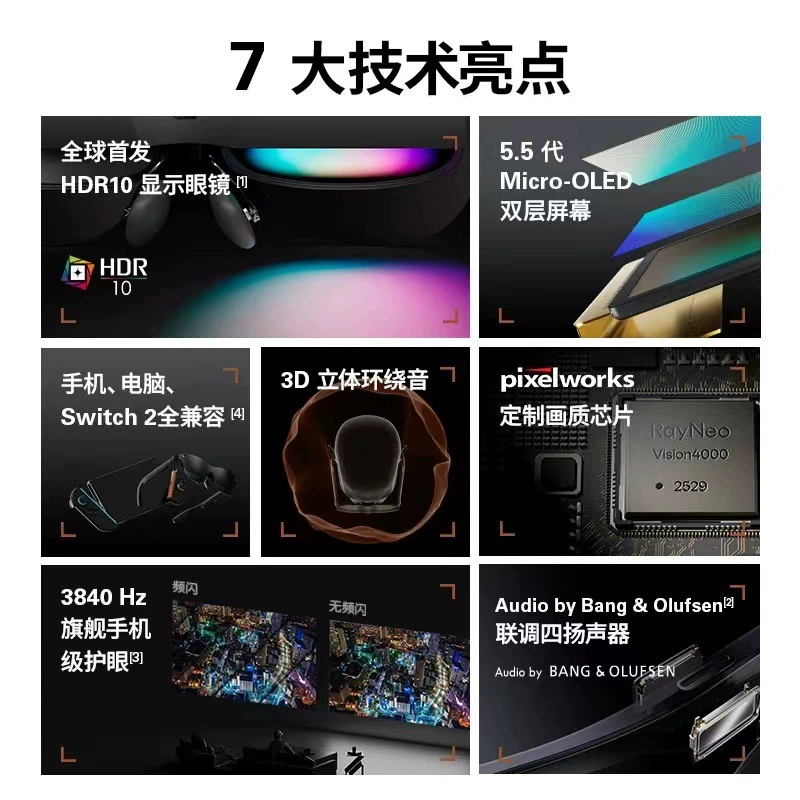 Умные AR-очки RayNeo Thunder Air4Pro — первые носимые XR-устройства с HDR10 для просмотра в высоком разрешении, черный дизайн