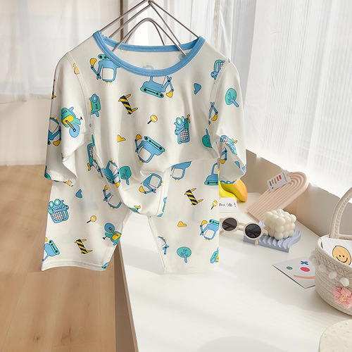 Small size one piece drop shipping children's summer three-quarter sleeve air-conditioning clothes micro-business hot products boys and girls home clothes manufacturers wholesale
