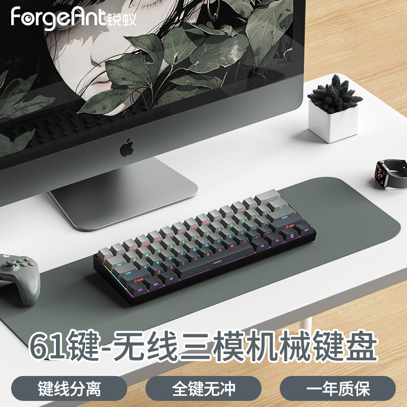 Ruiyi F61 メカニカルキーボード e スポーツゲームオフィスワイヤレス 3 モードノートブックデスクトップポータブル男性と女性のキーボード|undefined