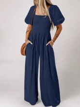 Q 17601 Smocked wide-leg jumpsuit �����������������