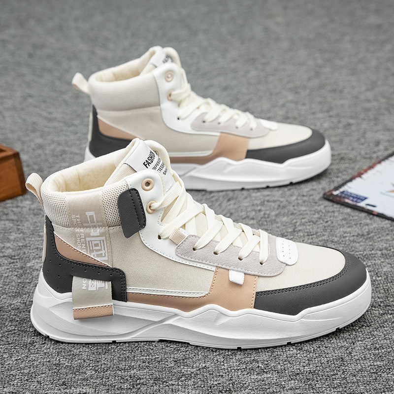 High Top Sneakers Men S Shoes Winter New Spring And Autumn Breathable Casual Versatile Plus Velvet Cotton Sports Trendy