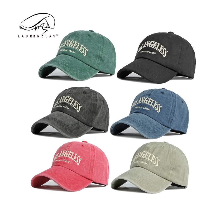 Sombrero de algodón lavado bordado letra LOS ANGELESS verano a prueba de sol gorra de béisbol para hombres y mujeres