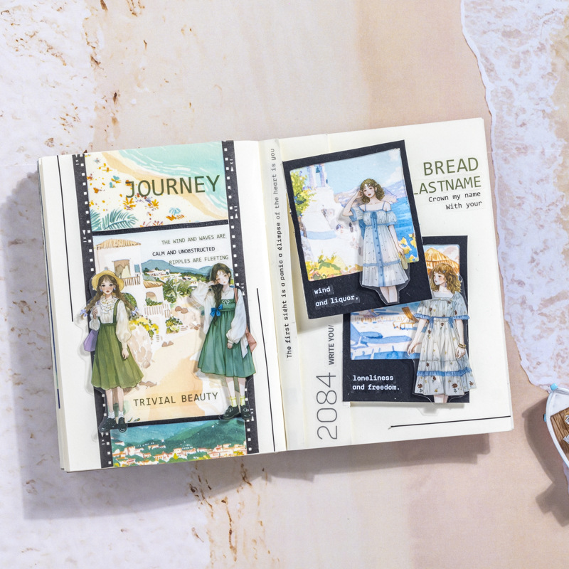 Pegatinas troqueladas para niña con salsa de tomate, viaje cómodo, tema de viaje, material de cuenta manual, pegatinas de cuenta manual de bricolaje