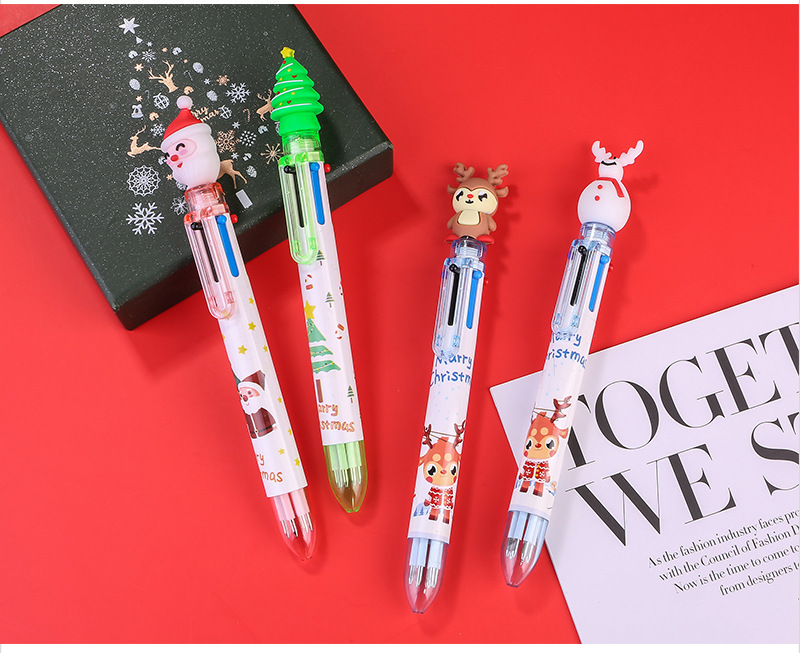 Christmas Gift Cartoon 6 Color Retractable Ballpoint Pen display picture 1