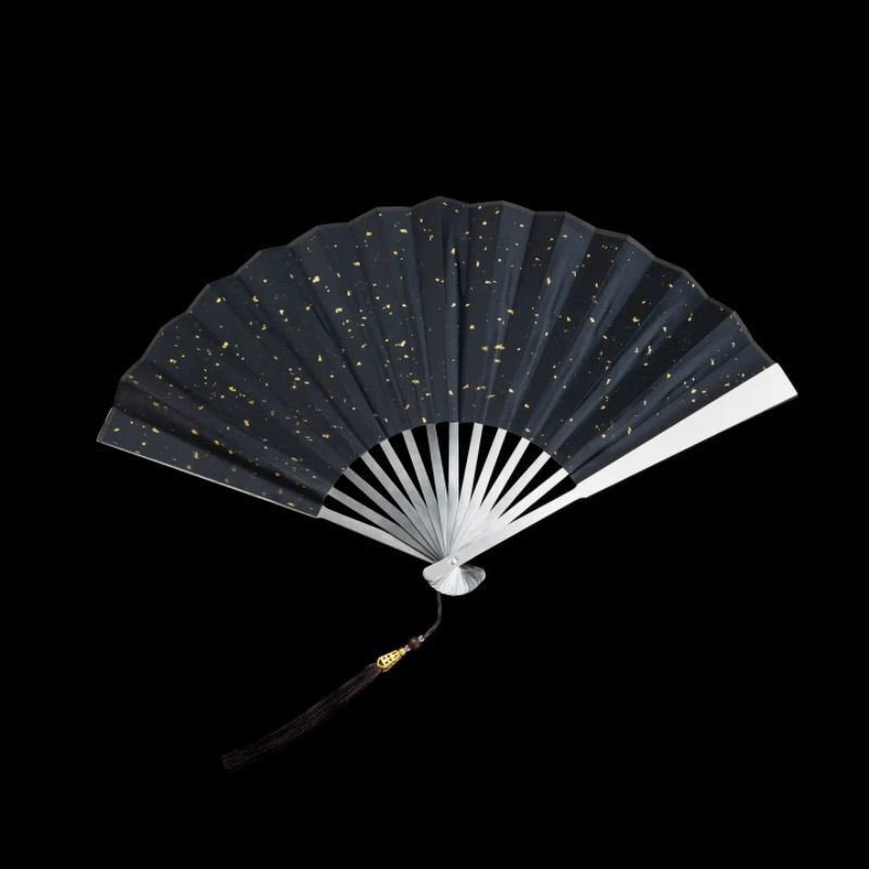 龙泉乾坤折扇铬钢手工锻打全金属扇骨绢布扇面折扇中国风扇子|undefined