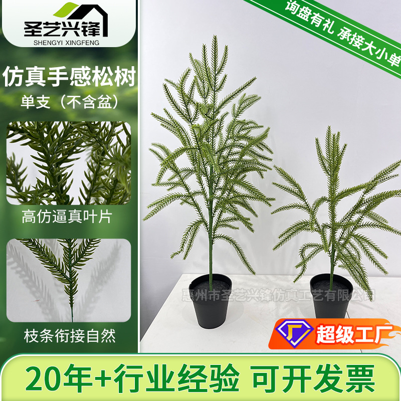 仿真松树枝干植 仿真迎客松诺贝松 人造诺福克松针软胶圣诞树枝